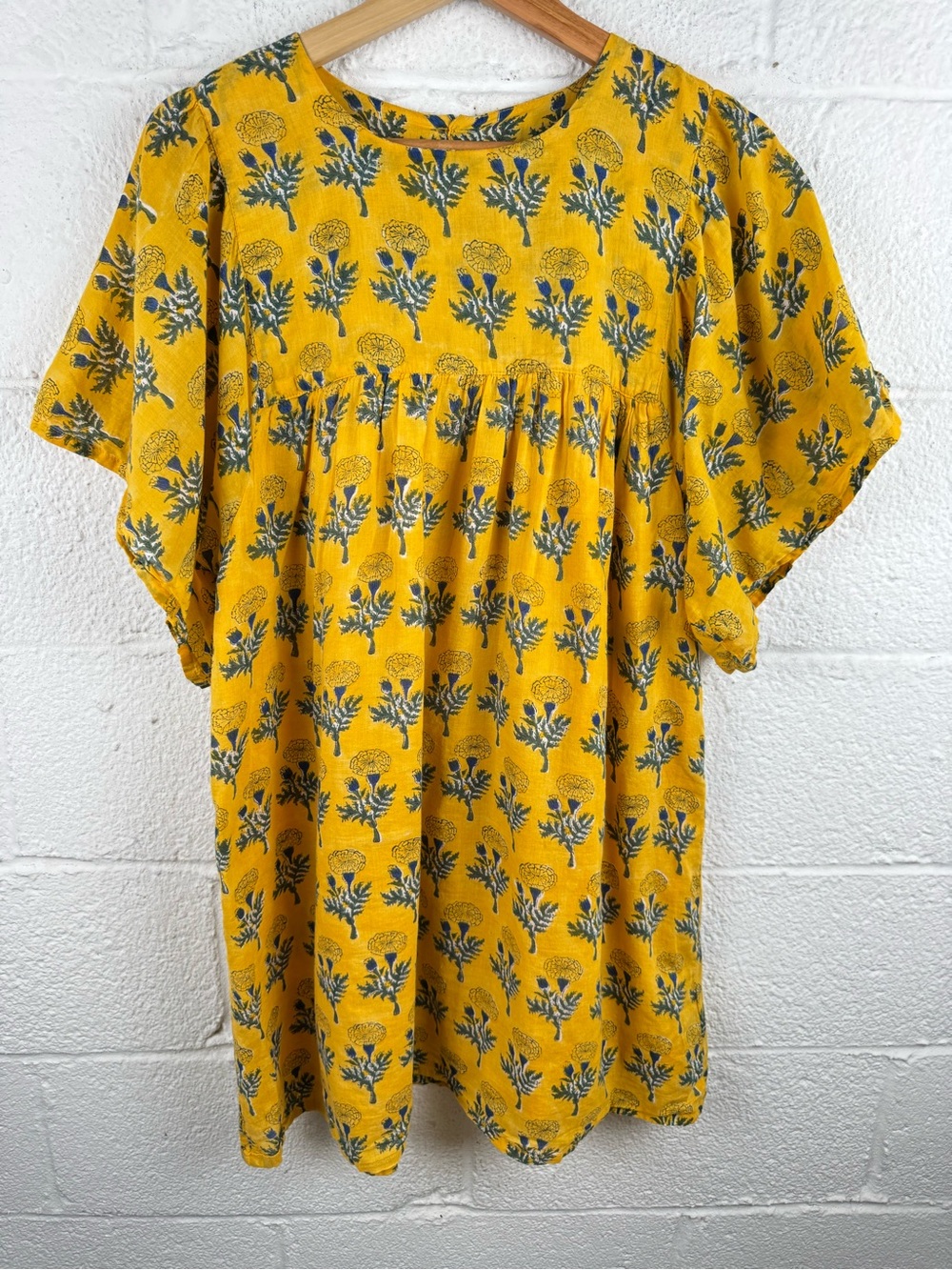India Collection Emerson Fry Organic Cotton Floral Print Tunic Dress Size S
